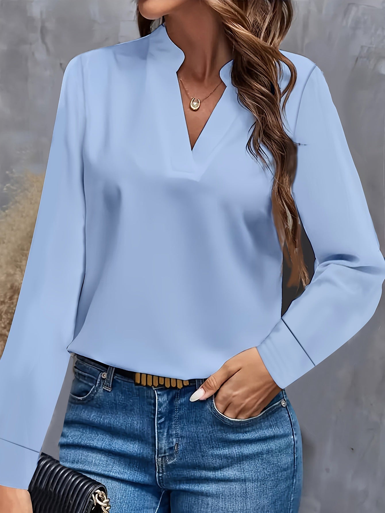 Damen Bluse mit Stehkragen und langen Ärmeln Krohn-e