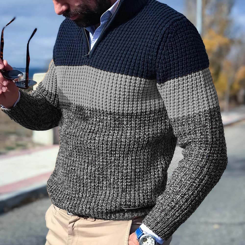 Krohn-e | Gestrickter Pullover mit Blockfarben Acryl Warm und Modern