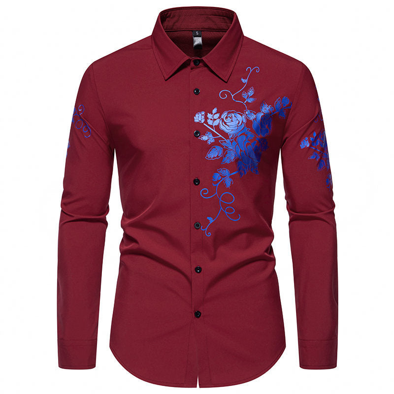 Herren Langarmhemd mit floralen Stickereien Krohn-e