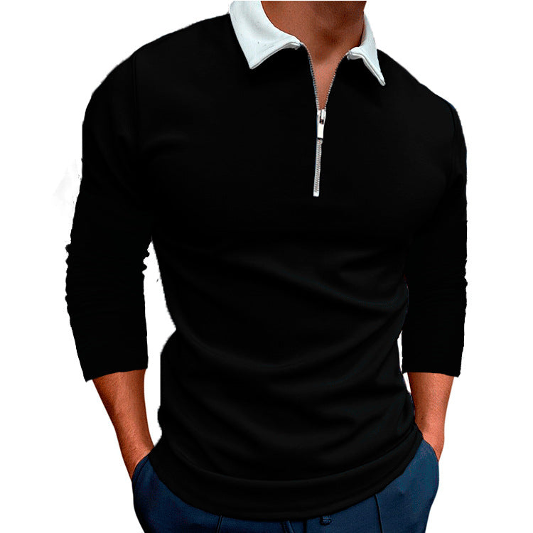 Herren sportlicher Pullover mit 1/4 Reißverschluss und kontrastierendem Kragen Krohn-e
