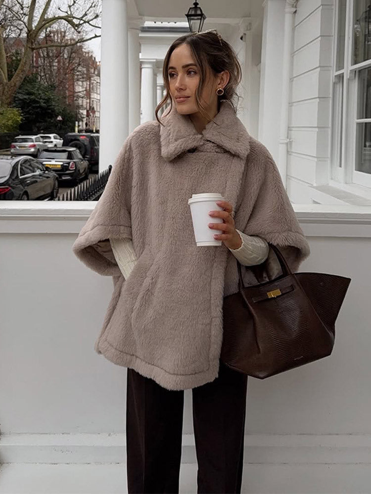 Damen Flauschiger Poncho Krohn-e