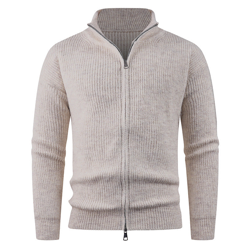 Herren Strickpullover mit hohem Kragen und dekorativem Reißverschluss Krohn-e