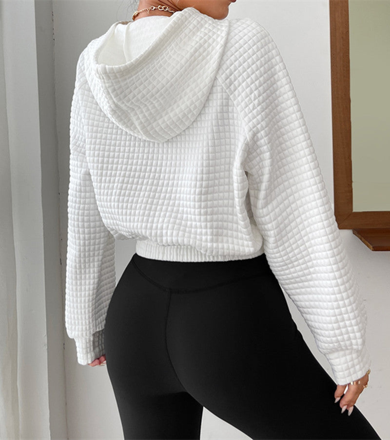 Damen modischer cropped Hoodie mit strukturierter Oberfläche Krohn-e