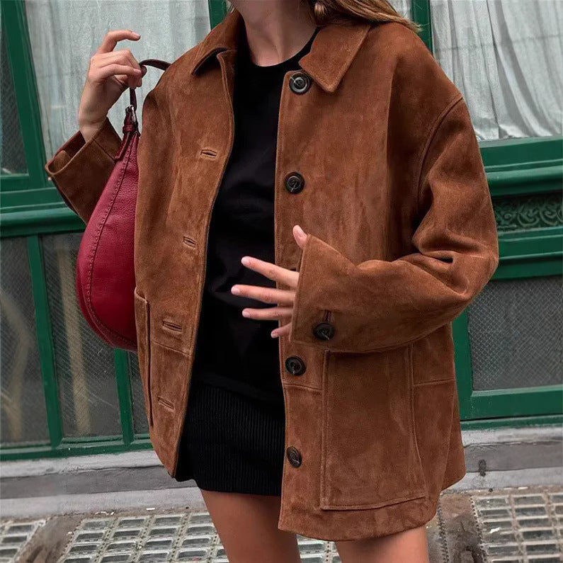 Damen modische Wildlederjacke im lässigen Schnitt Krohn-e