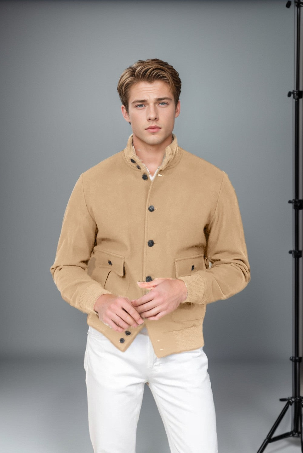Herren lässige und strukturierte Baumwolljacke mit praktischen Taschen Krohn-e