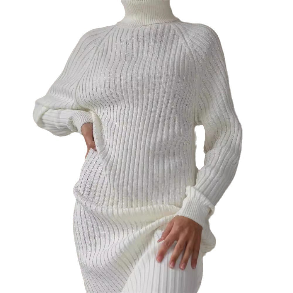 Damen Strickkleid mit hohem Kragen und großen Ärmeln Krohn-e