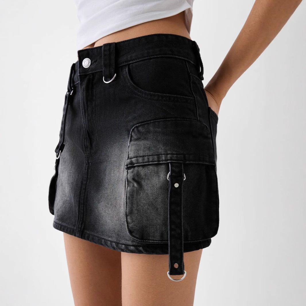 Damen Denim-Cargo-Rock mit praktischen Taschen und lässigem Schnitt Krohn-e