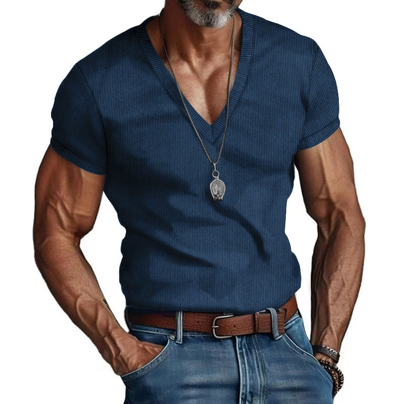 Herren Kurzarm V-Ausschnitt T-Shirt Krohn-e