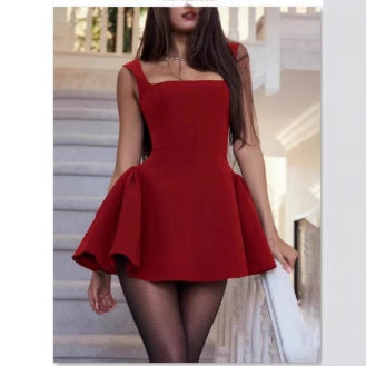 Damen Mini Kleid mit ausgestelltem Rock und schulterfreiem Design Krohn-e