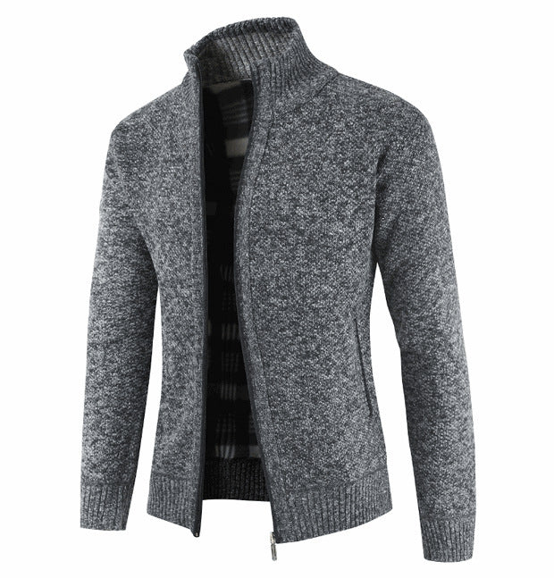 Herren Strickjacke mit hohem Kragen und seitlichen Taschen Krohn-e