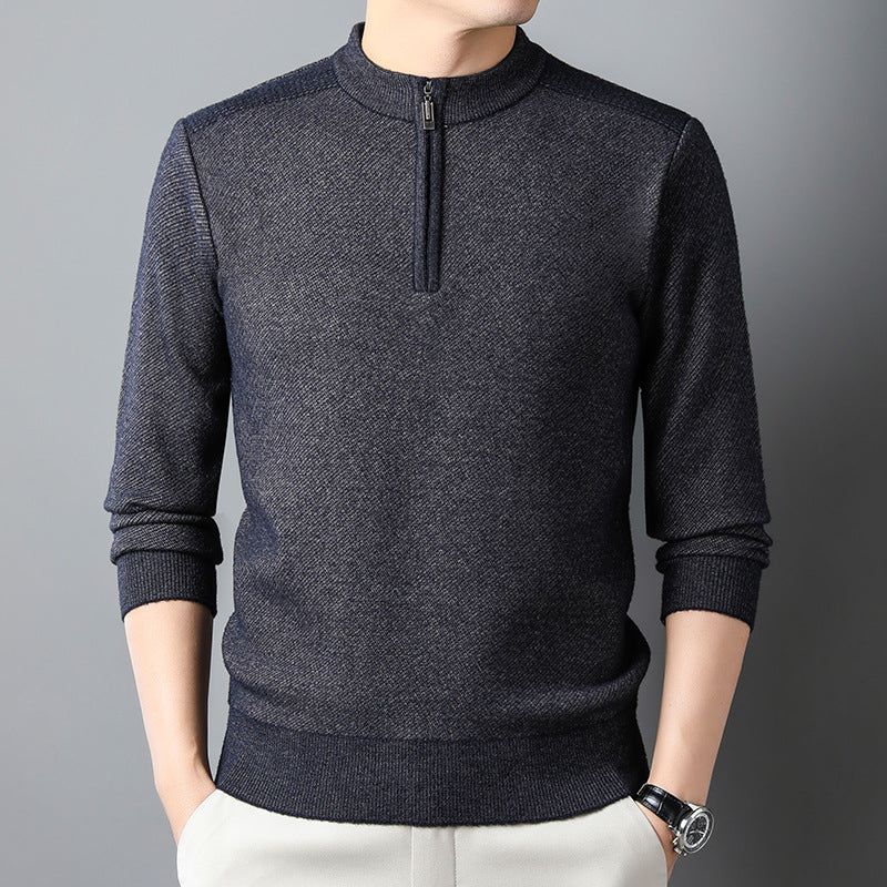 Herren Pullover mit halbem Reißverschluss und strukturiertem Design Krohn-e