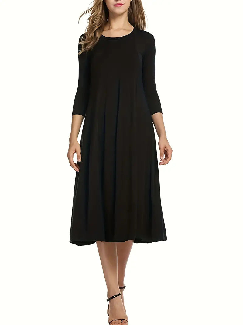 Damen Midi-Kleid mit schmeichelndem Schnitt und 3/4-Ärmeln Krohn-e