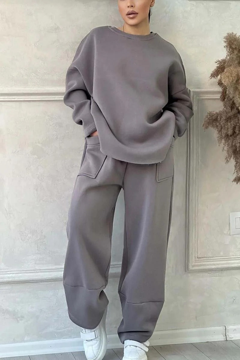 Damen Cozy Oversized Sweat-Set mit geräumigen Taschen und angenehmem Schnitt Krohn-e