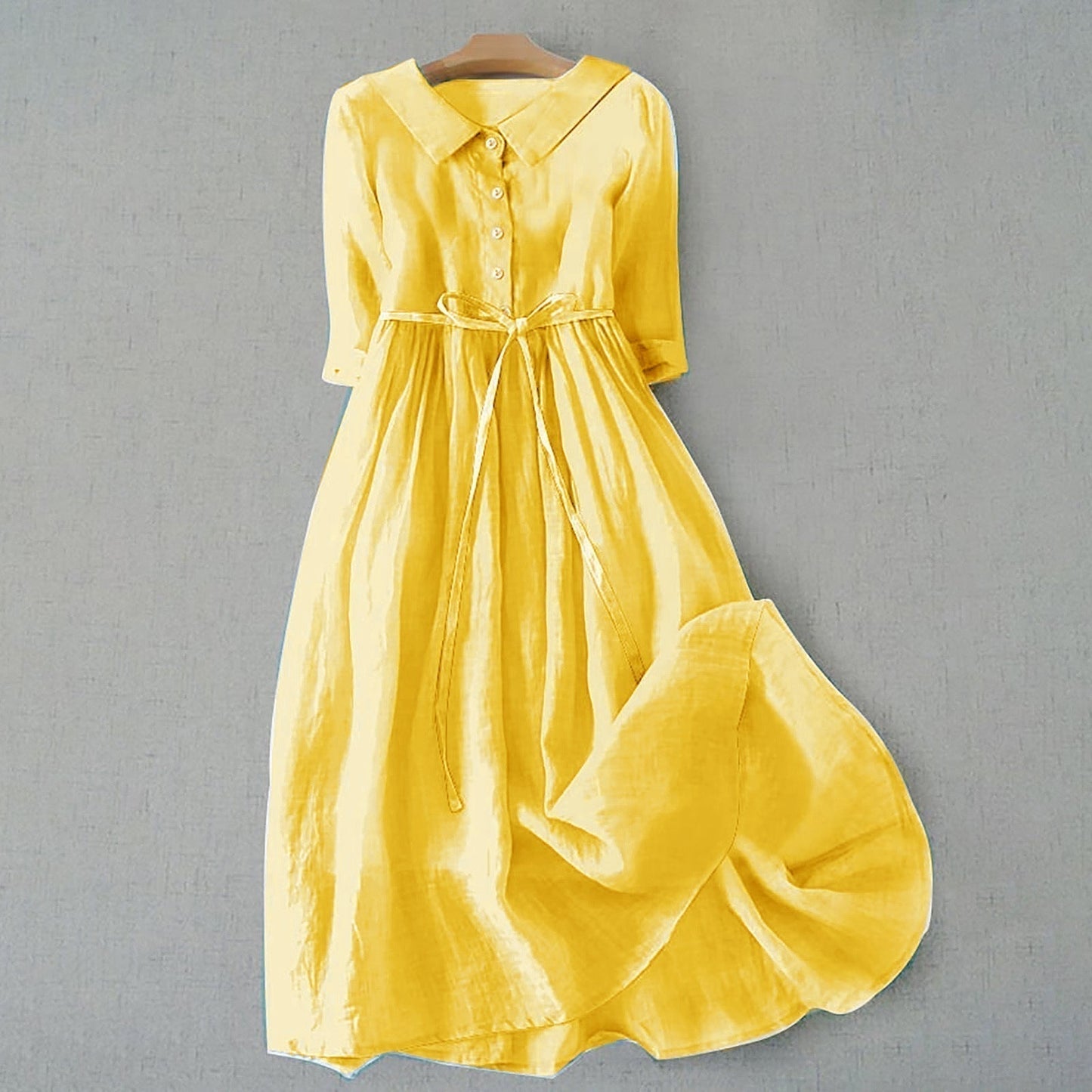 KROHN-E Damen Casual-Kleid A-Linie Kurzarm Leichte Baumwolle Sommer