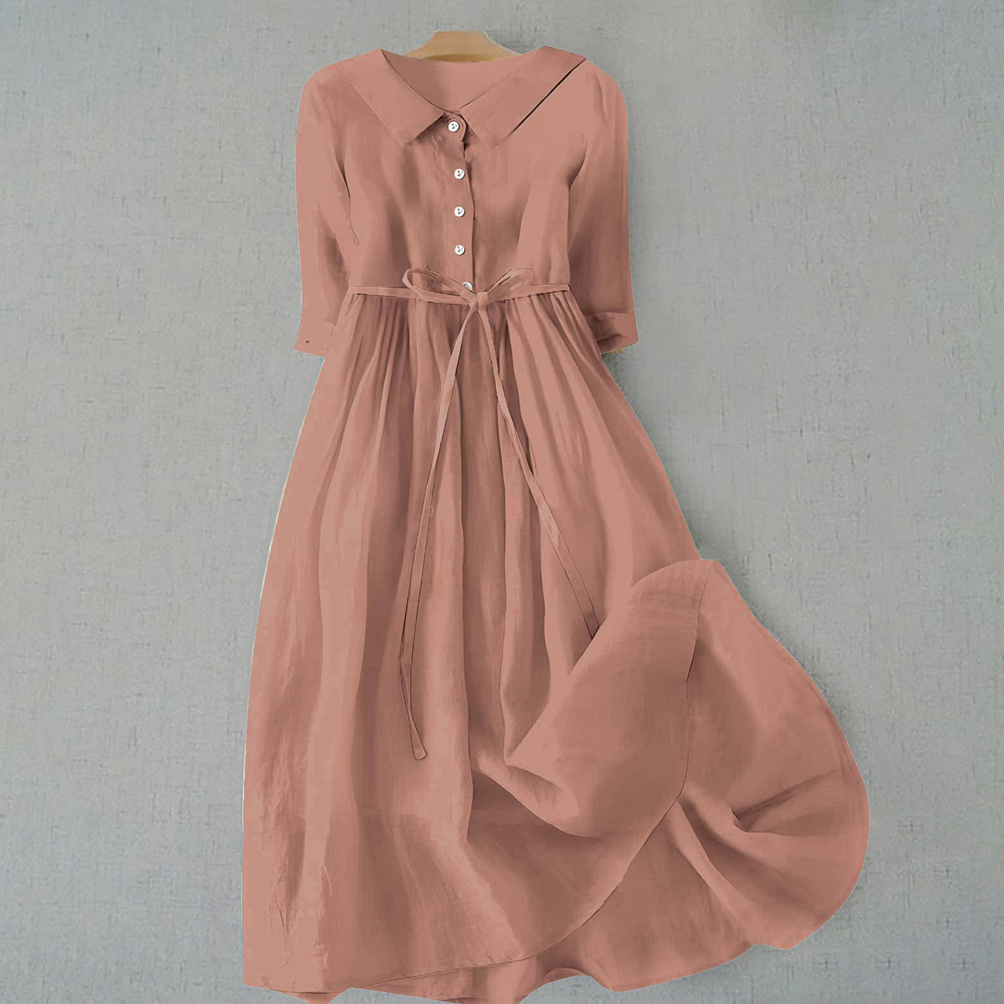 KROHN-E Damen Casual-Kleid A-Linie Kurzarm Leichte Baumwolle Sommer