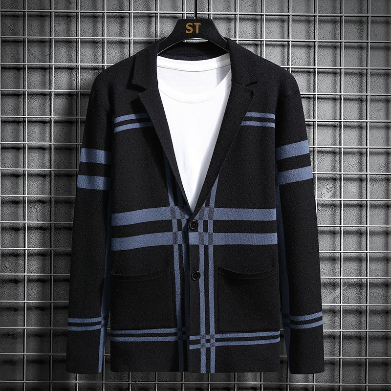 Herren modische Strickjacke mit einzigartigem Karomuster Krohn-e