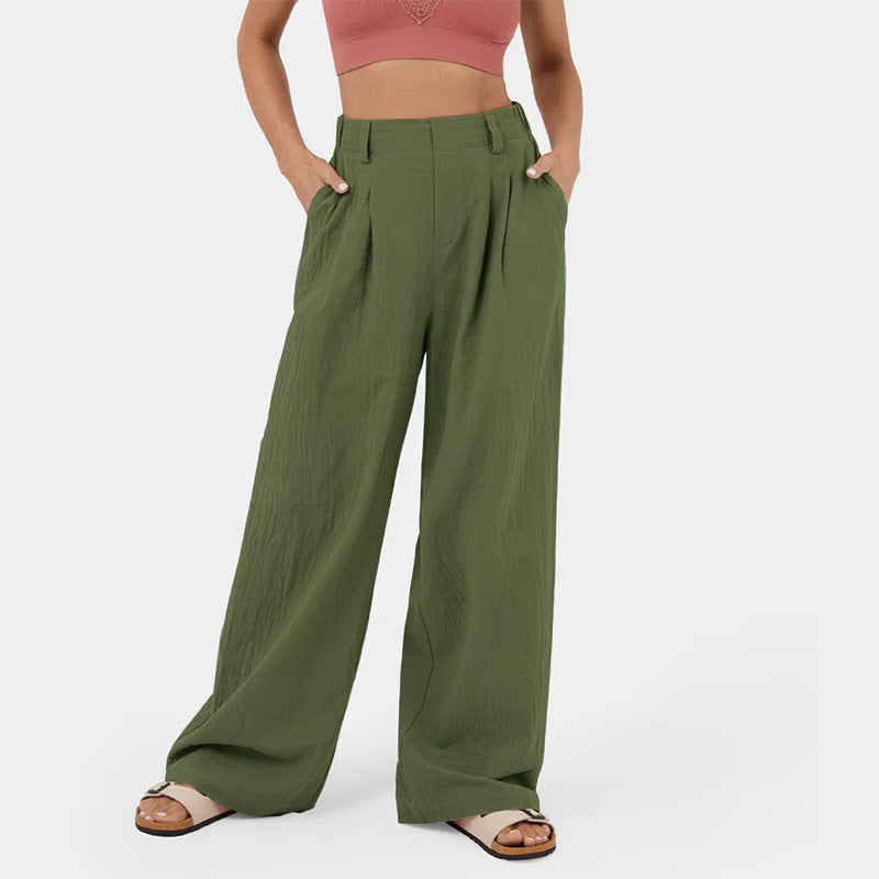 Damen Weite Chinohose mit elegantem Faltenwurf und seitlichen Taschen Krohn-e