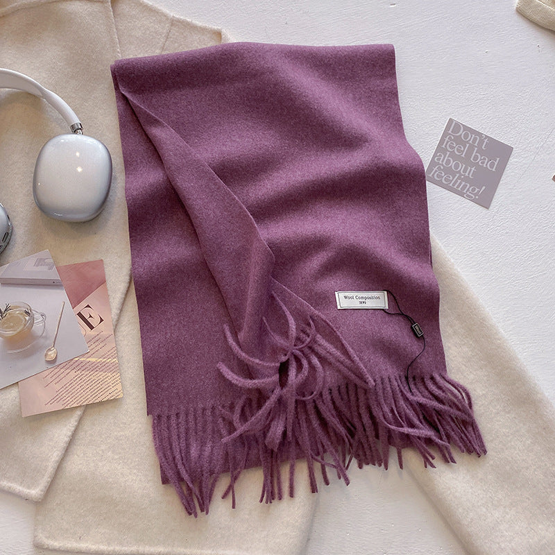 KROHN-E Damen Schal Quasten Weich Vielseitig Uni Elegant