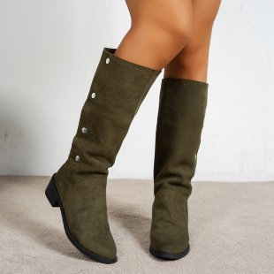Damen Elegante Stiefel aus weichem Wildleder mit modischen Knopfdetails Krohn-e