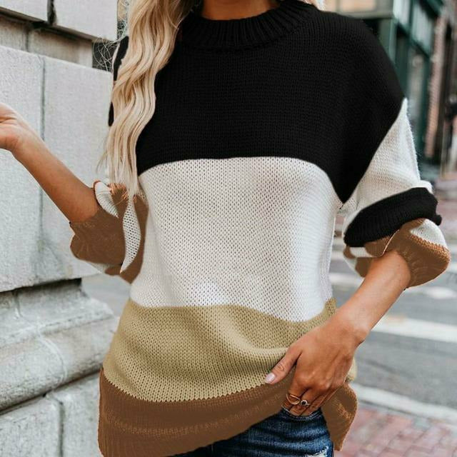 Krohn-e | Gestreifter Strickpullover mit Doppelt Naht