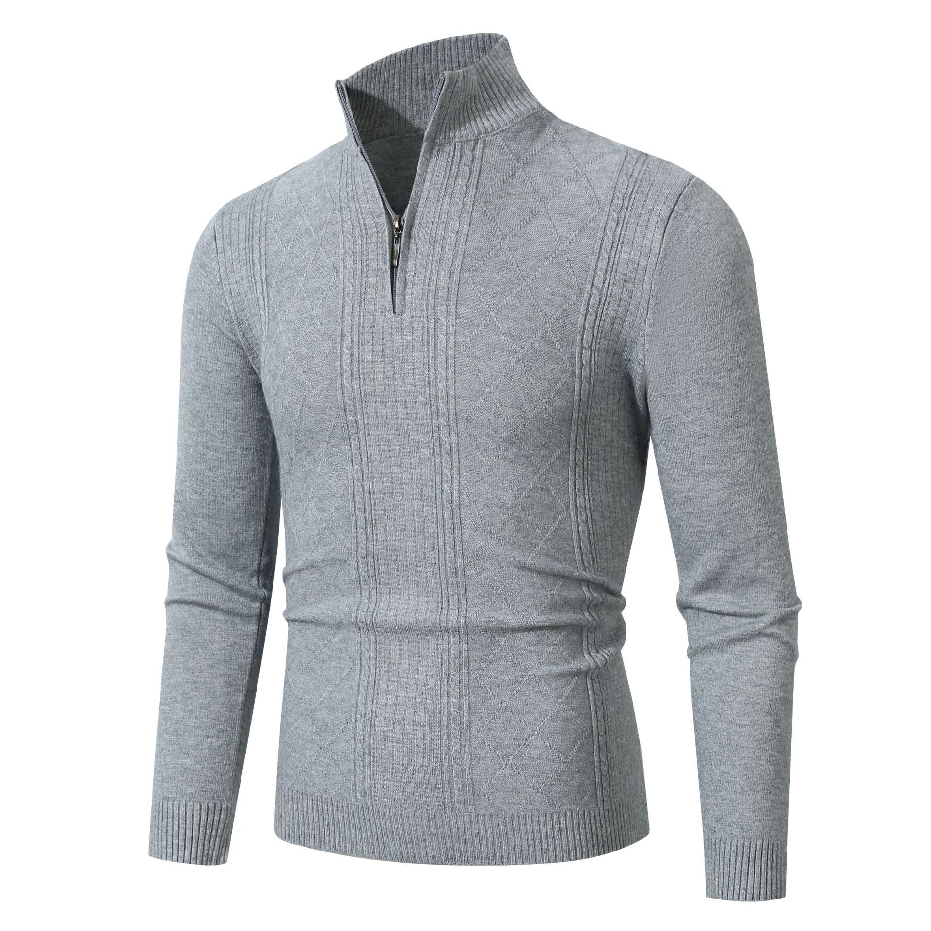 Herren eleganter Strickpullover mit Stehkragen und Reißverschluss Krohn-e