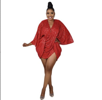 Sexy Fudus Paillettenkleid Fashion Dress with Ruffles