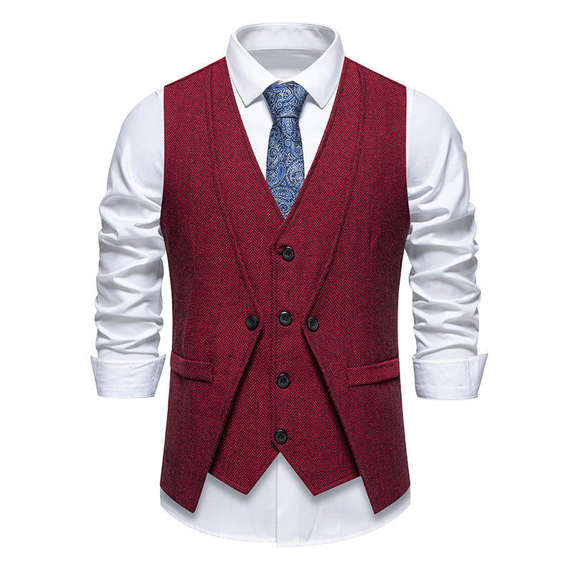 Herren Anzugweste im eleganten Herringbone-Design mit praktischen Taschen Krohn-e