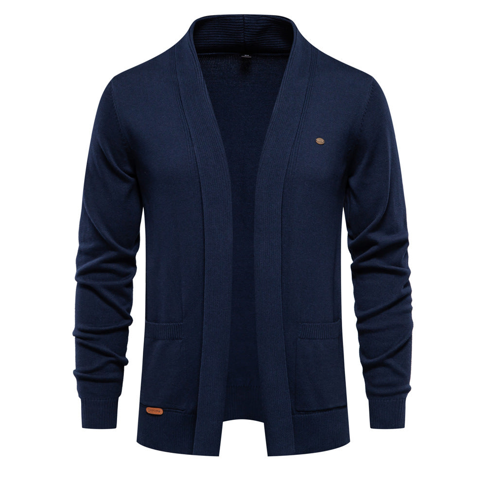 Herren angenehme Strickjacke mit offenem Kragen und praktischen Taschen Krohn-e
