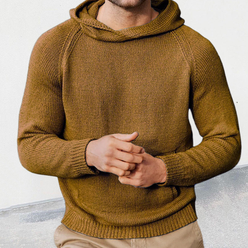 Herren Strickpullover mit Kapuze und feiner Maschenstruktur Krohn-e