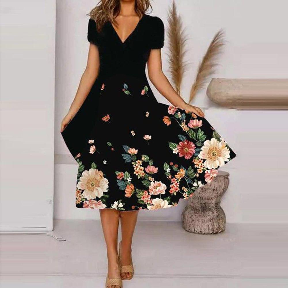 Stylisches, lässiges V-Ausschnitt-Kleid von Fudus im Streetstyle