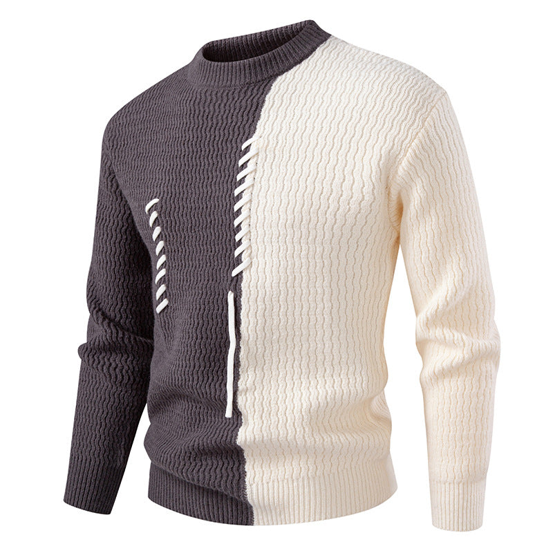 Herren Grobstrickpullover mit asymmetrischem Muster und dekorativem Detail Krohn-e