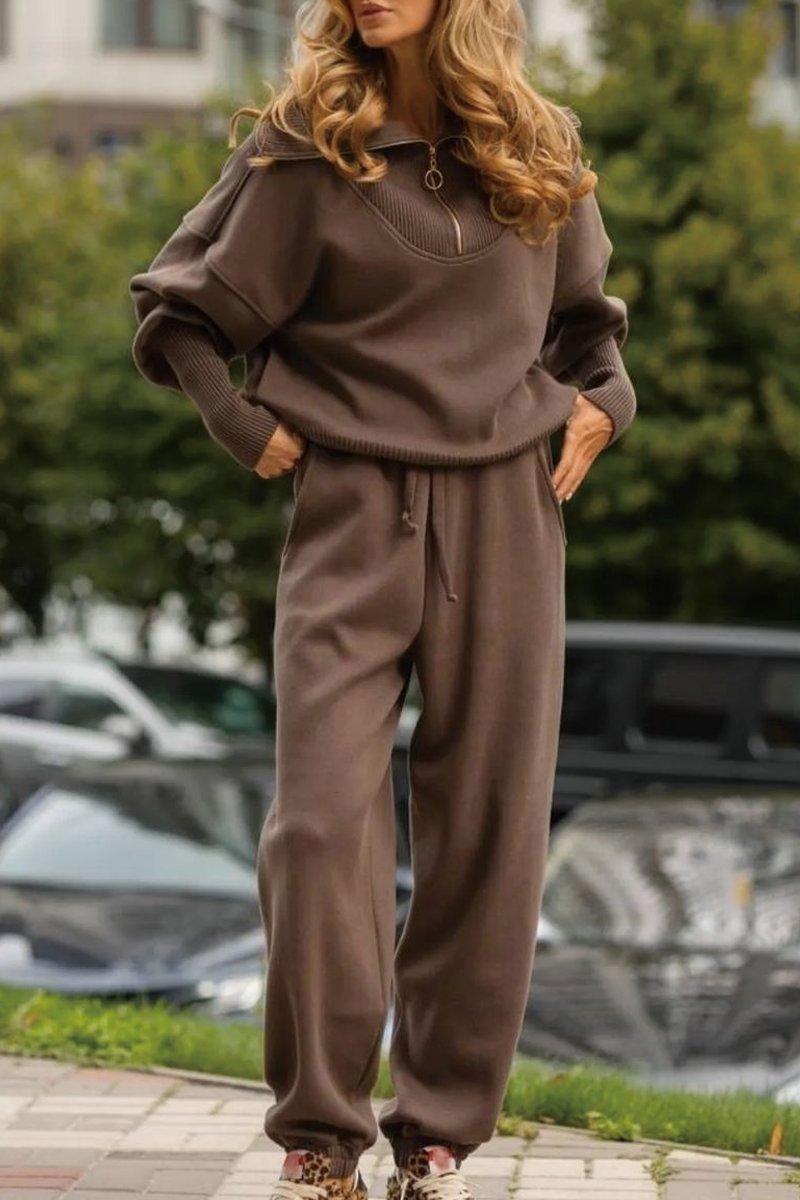 Damen Bequemes Loungewear-Set mit Hoodie und elastischem Bund Krohn-e