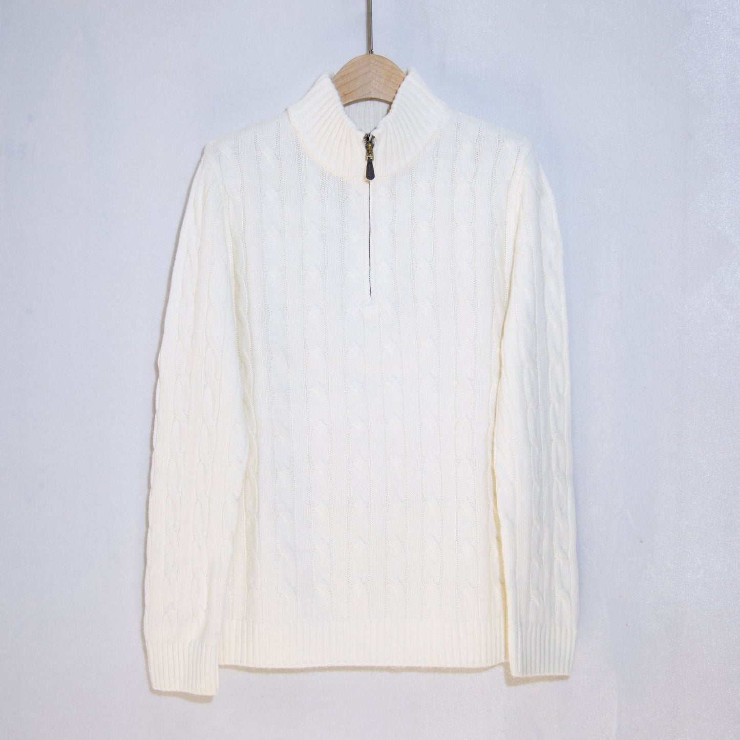 Herren eleganter Strickpullover mit halbem Reißverschluss und Zopfstrickmuster Krohn-e