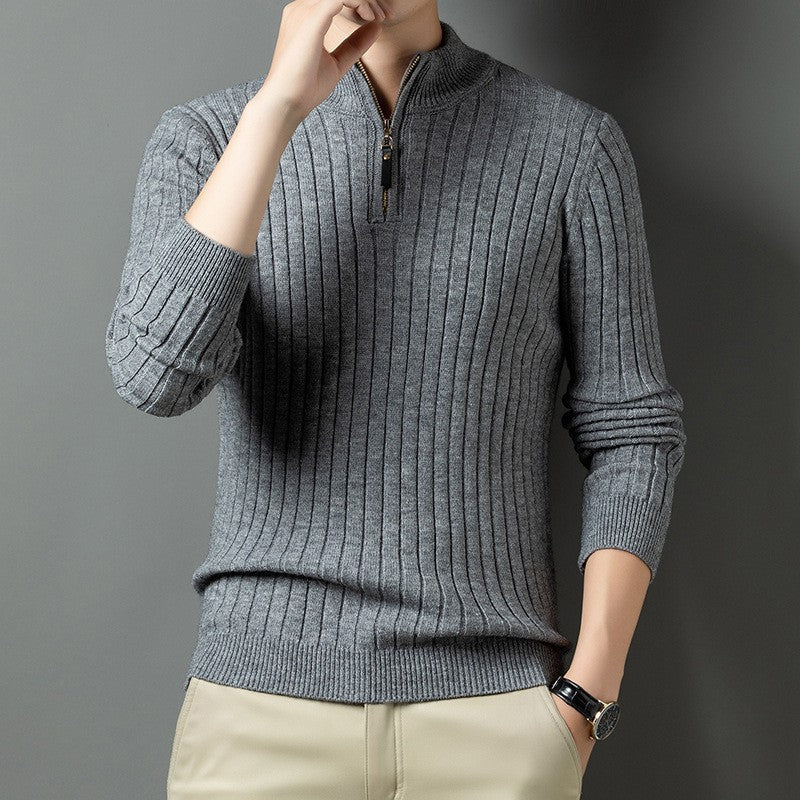 Herren Strickpullover mit modernem Stehkragen im Rippdesign Krohn-e