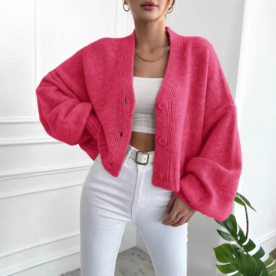 Damen Oversized Strickjacke mit Knopfdesign und weitem Schnitt Krohn-e
