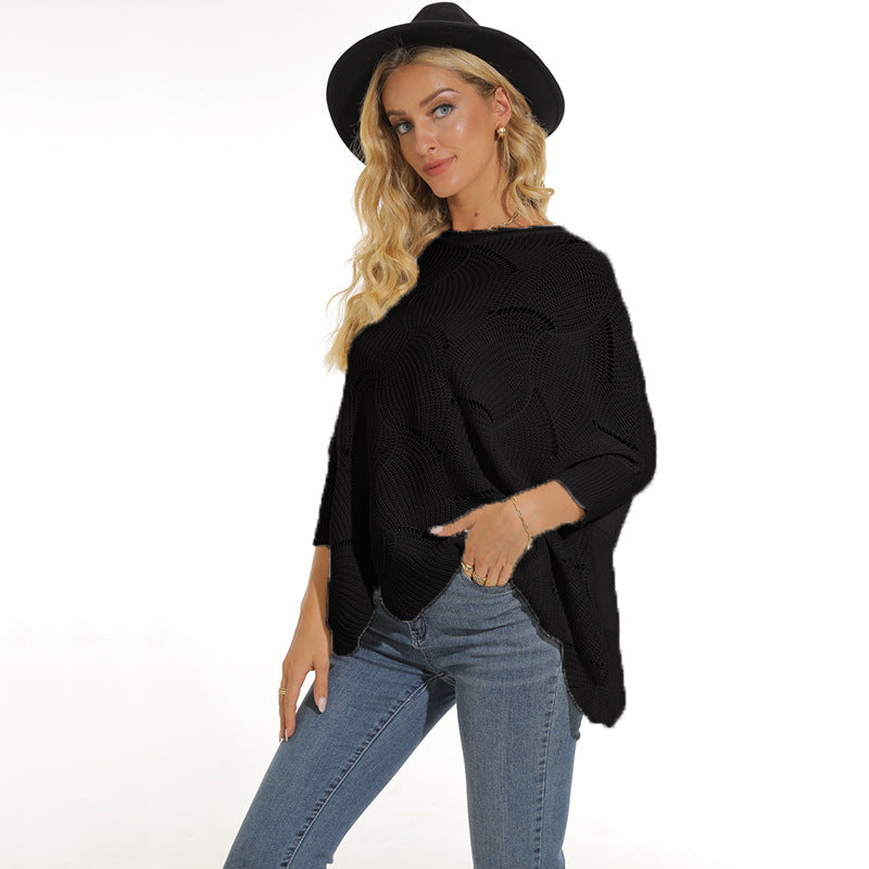 Damen lässiger Poncho aus luftiger Maschenstruktur Krohn-e
