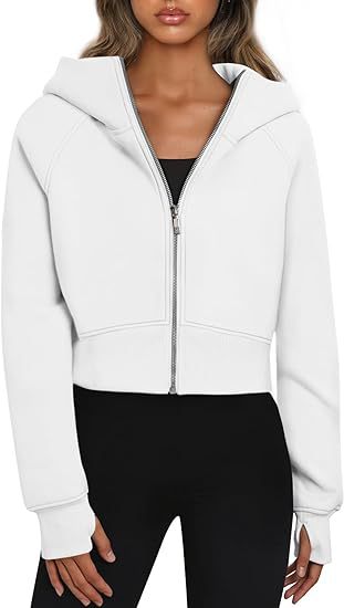 Damen cropped Kapuzenjacke mit durchgehendem Reißverschluss Krohn-e