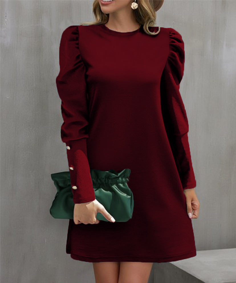 Damen Puffärmel Minikleid mit elegantem Rundhalsausschnitt Krohn-e