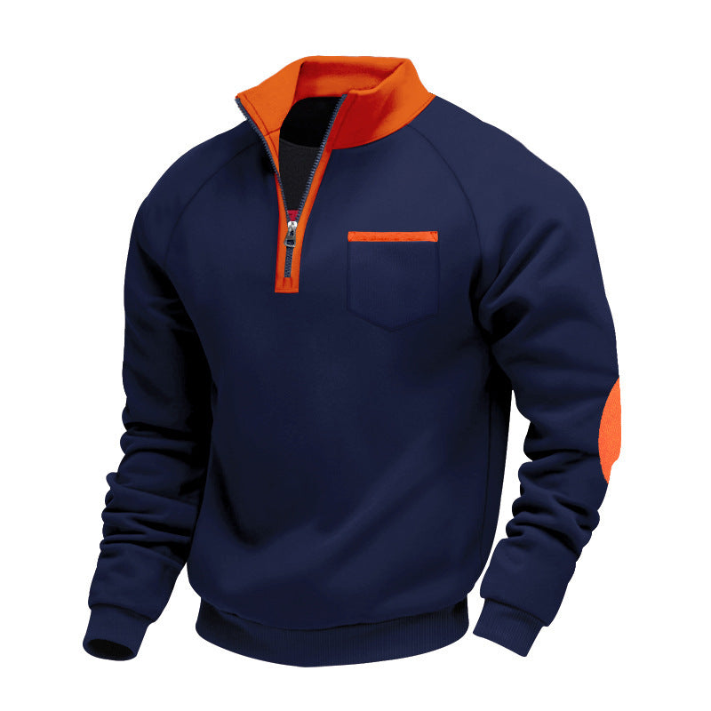 Herren Sweatshirt mit Stehkragen und praktischen Taschen Krohn-e