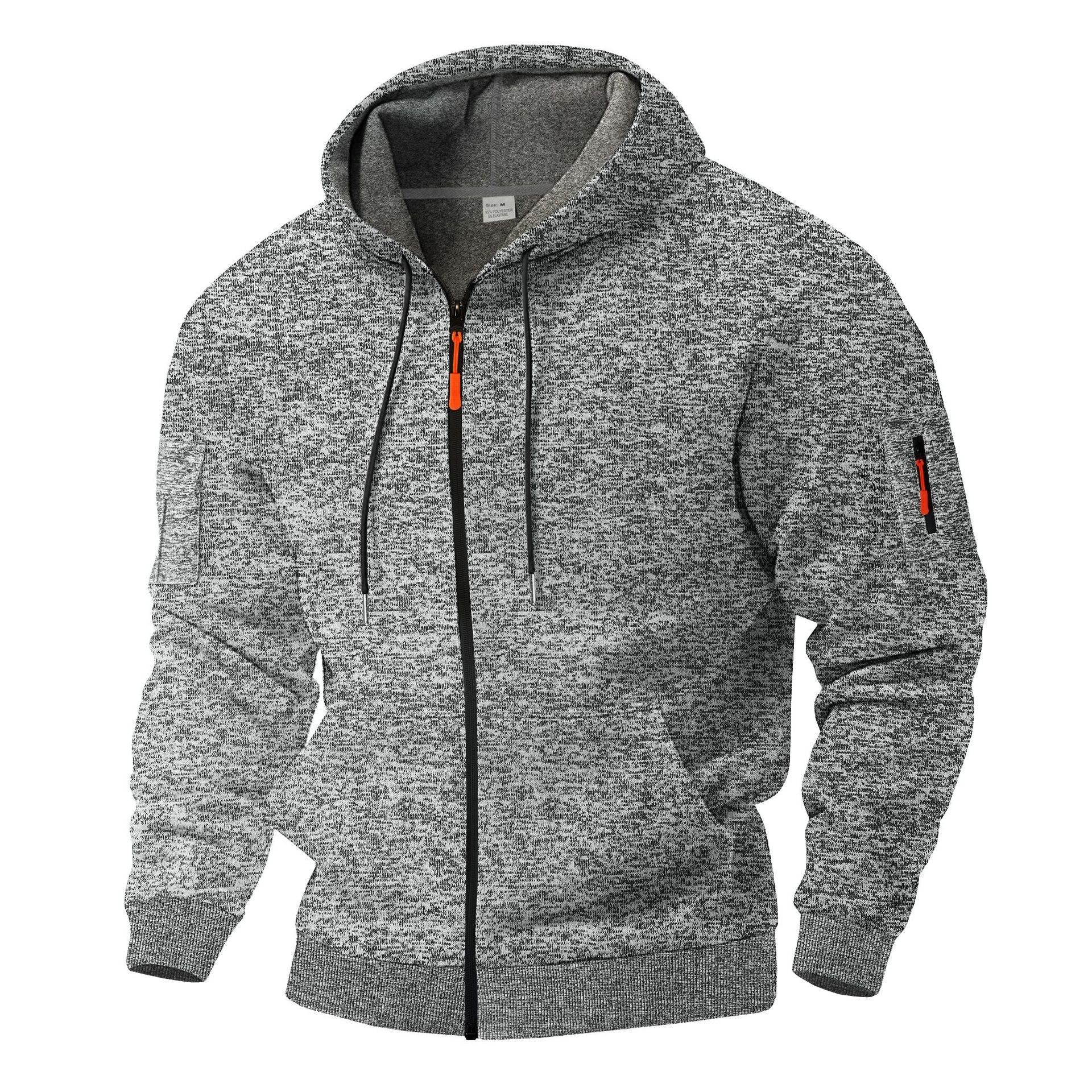 Herren sportlicher Kapuzenpullover mit atmungsaktiver Struktur und farblich abgesetzten Reißverschluss-Details Krohn-e