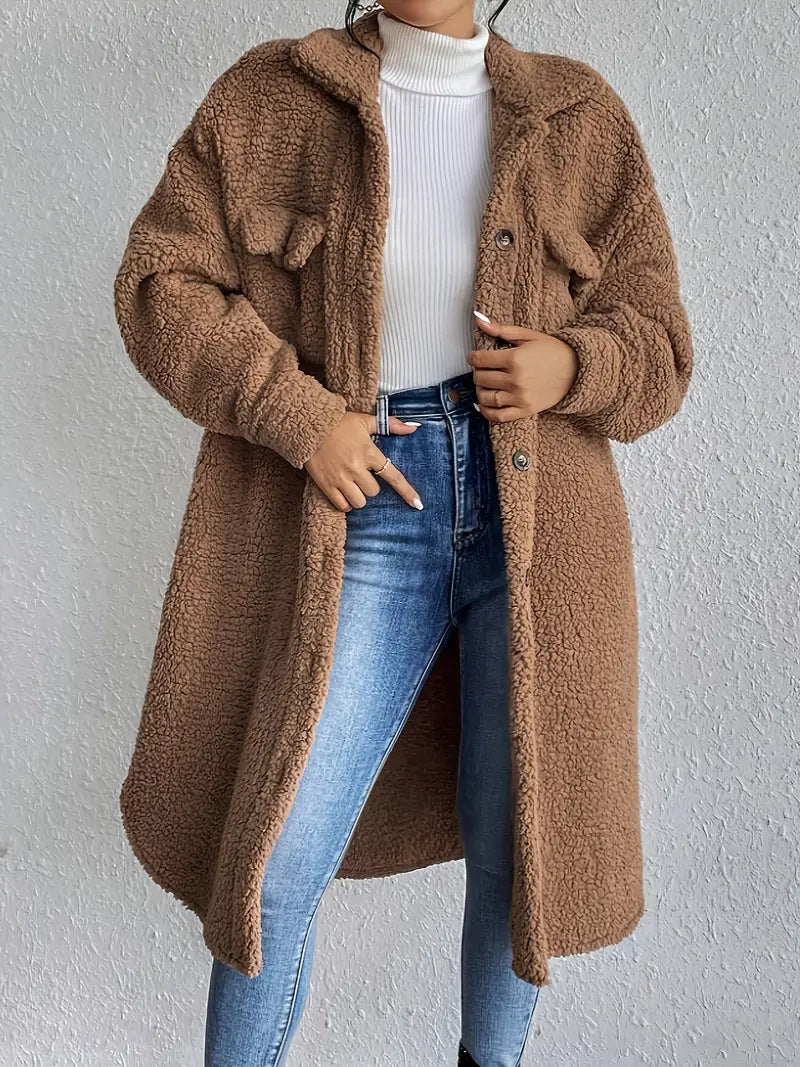 Damen Weiche und gemütliche Teddyjacke im Long-Format Krohn-e