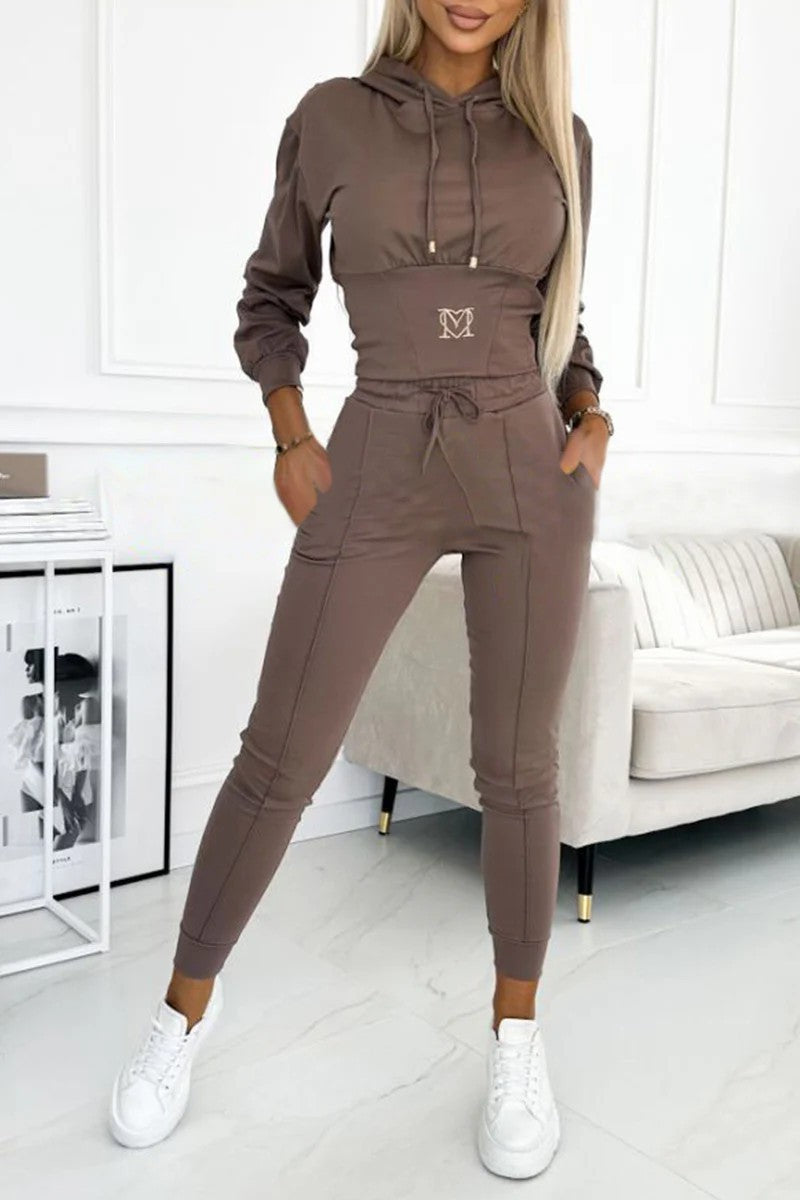 Damen Sportliches Jumpsuit-Set mit Kapuze und elastischem Bund Krohn-e