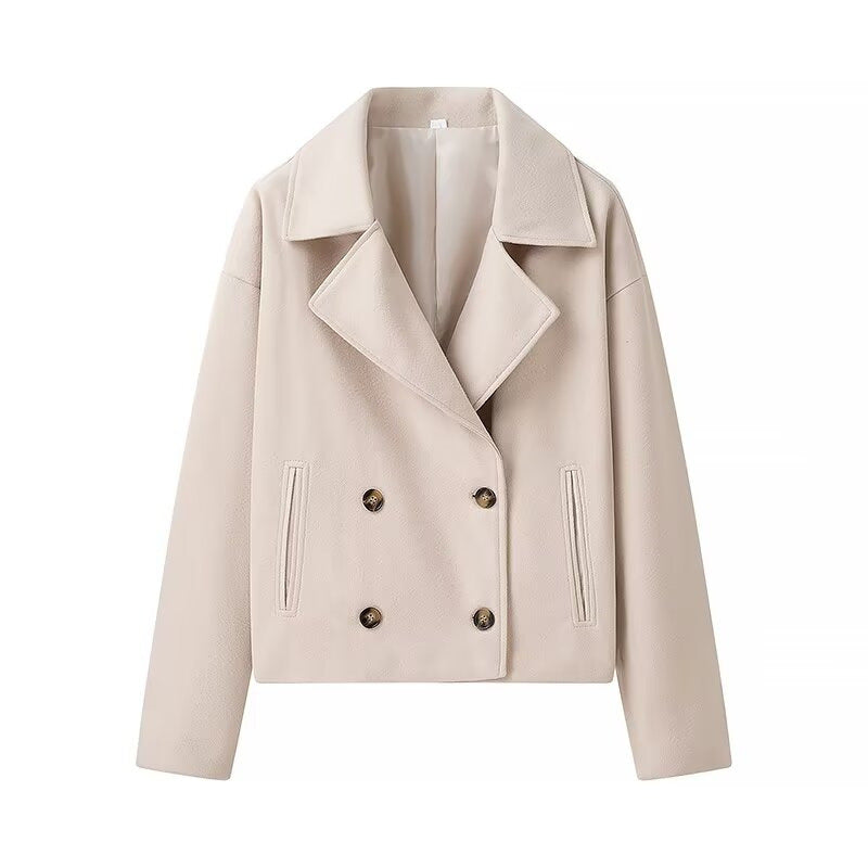 Damen Modische Doppelreiher-Wolljacke Krohn-e