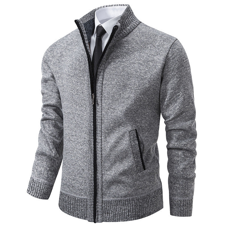 Herren sportliche Strickjacke mit Stehkragen und Reißverschluss Krohn-e