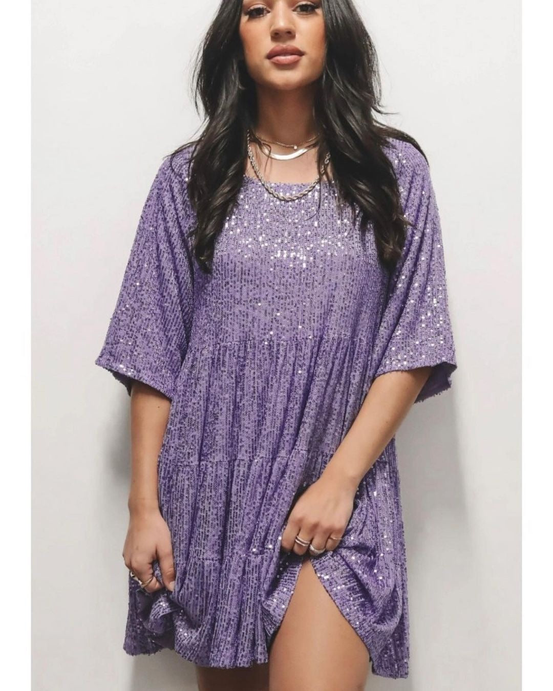 Damen funkelndes.Blusenkleid mit lockerer Passform Krohn-e