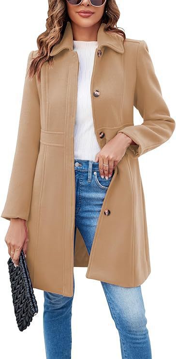 Damen klassischer Wollmantel mit modischem Schnitt und funktionalen Details Krohn-e