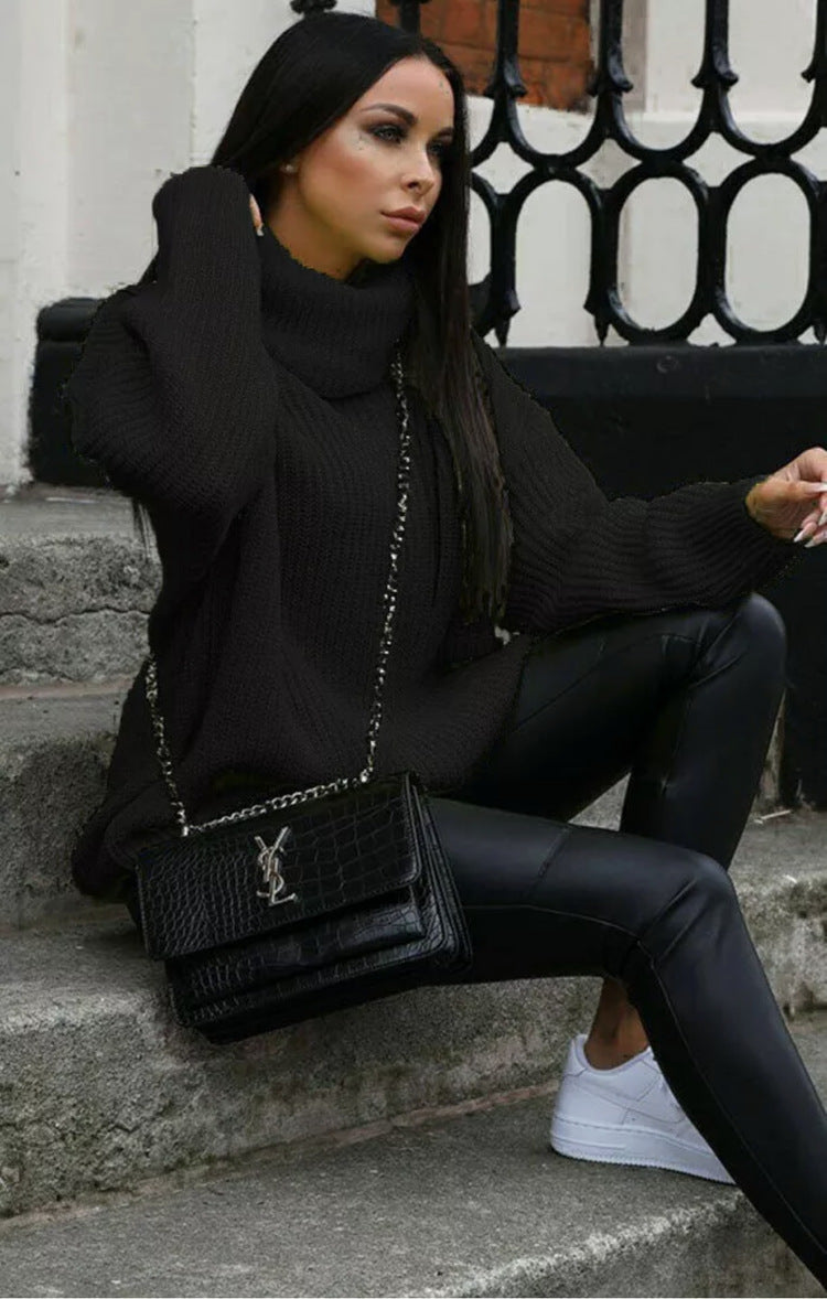 Damen Oversized-Strickpullover mit hohem Kragen und lässigem Schnitt Krohn-e