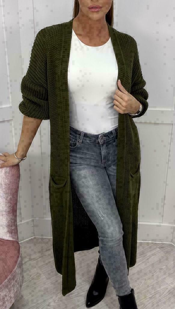 Damen Langstrickjacke mit grober Maschenstruktur und praktischen Taschen Krohn-e