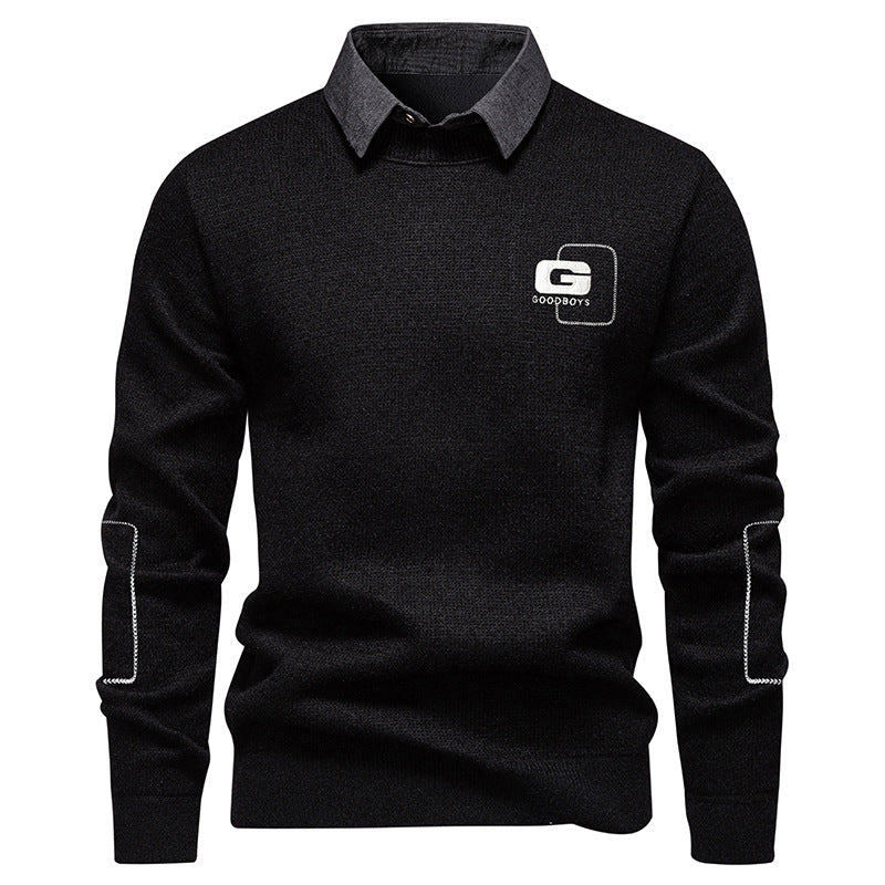 Herren eleganter Pullover mit Kragen und feinem Strickmuster Krohn-e