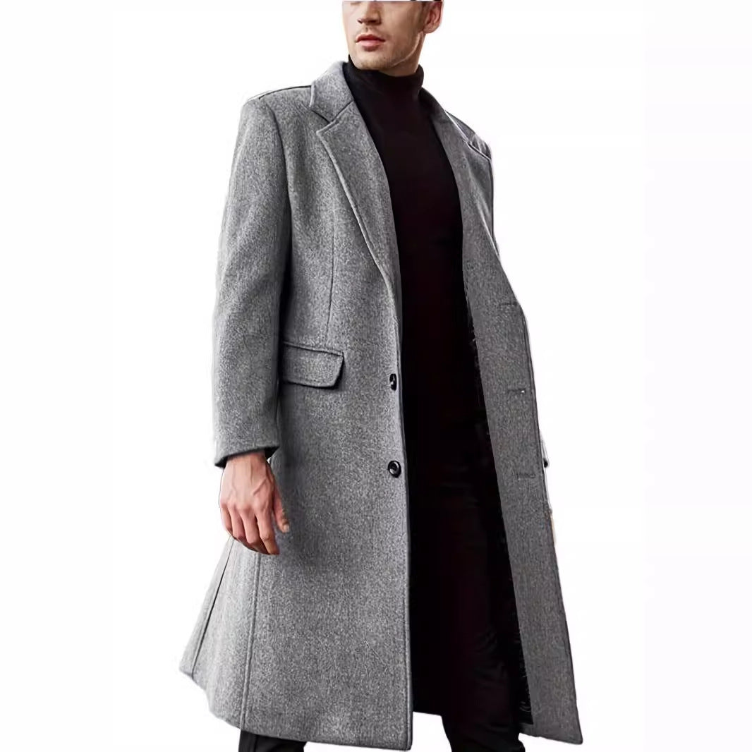 Herren eleganter lang geschnittener Wollmantel Krohn-e